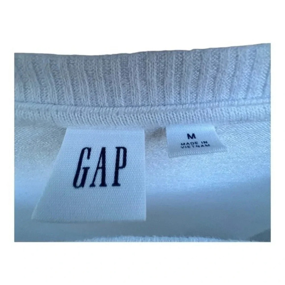 Gap white long sleeve‎ lightweight crewneck sweater ribbed sleeves size medium‌ - Picture 4 of 4